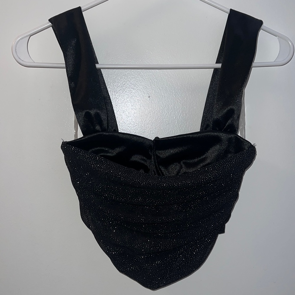 Black corset crop top shiny and satin brand new size xs